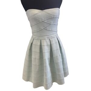 Jun & Ivy Light Blue Strapless Textured Skater Dress Size M Crisscross Bodice